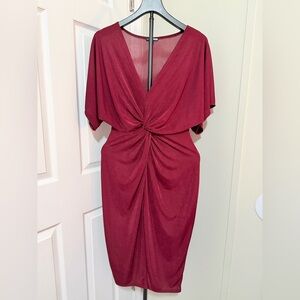 Fashion Nova Knot-Twist Midi Dress - Wine